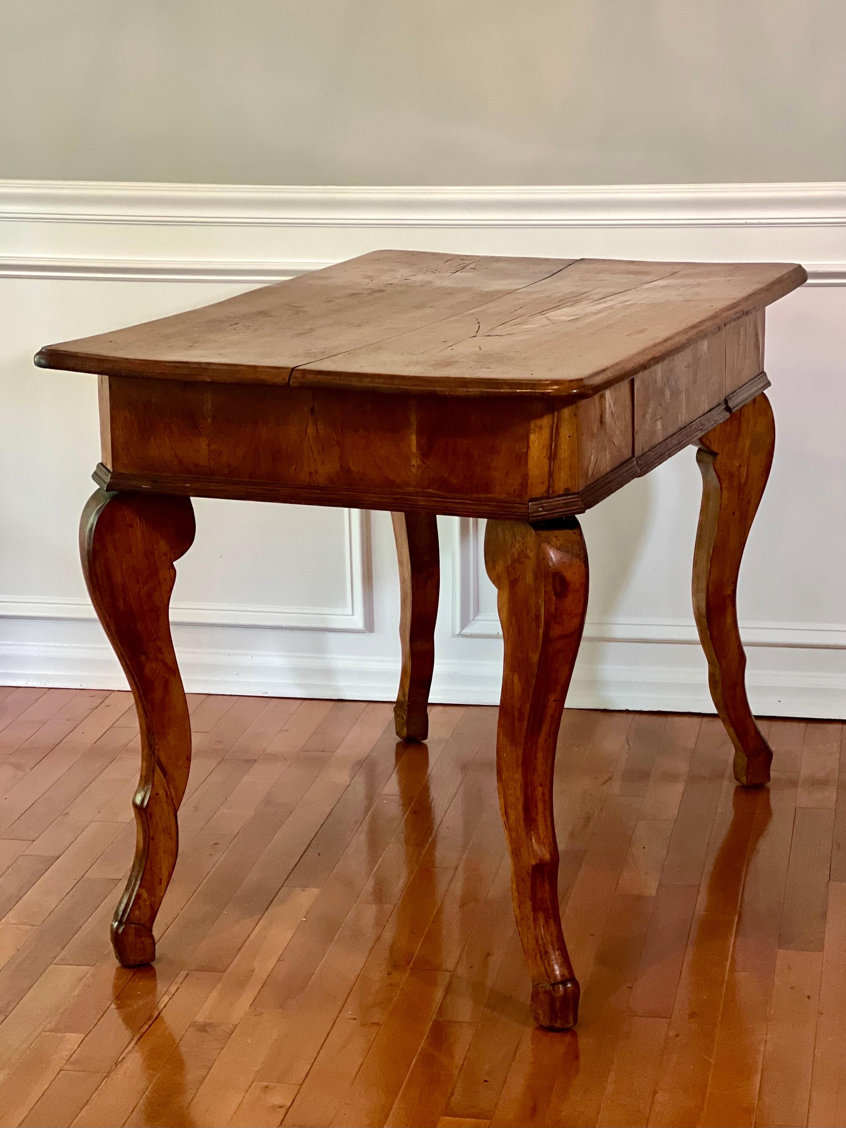 19th Century Country French Farmhouse Walnut Work Table For Sale 1