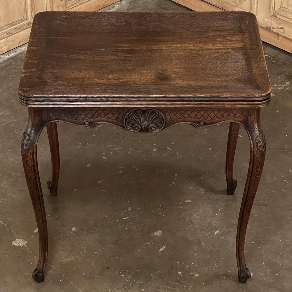 Oak 19th Century Country French Flip-Top Side Table ~ Game Table For Sale