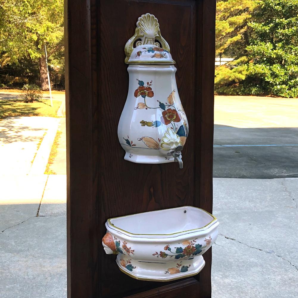 French Provincial 19th Century Country French Fountain with Porcelain Reservoir and Basin For Sale