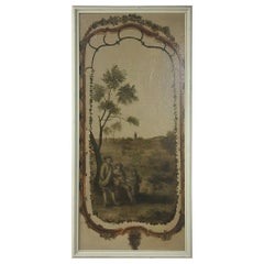 19th Century Country French Framed Painted Wall Panel