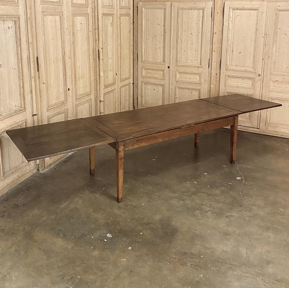 19th Century Country French Fruitwood Draw-Leaf Banquet Table 1