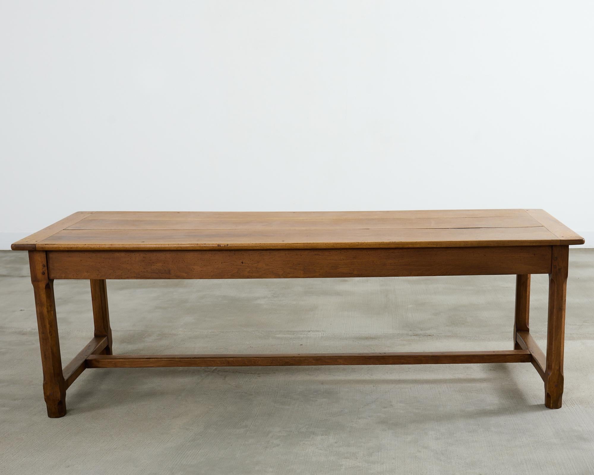 Mesa de comedor de caballete de granja francesa de madera de frutal del siglo XIX en venta 13