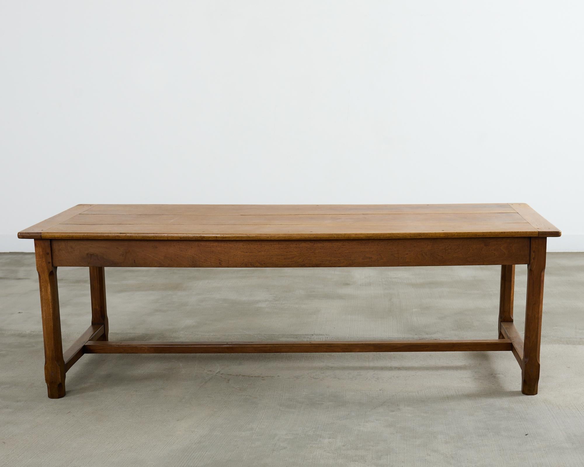 Mesa de comedor de caballete de granja francesa de madera de frutal del siglo XIX De campo en venta