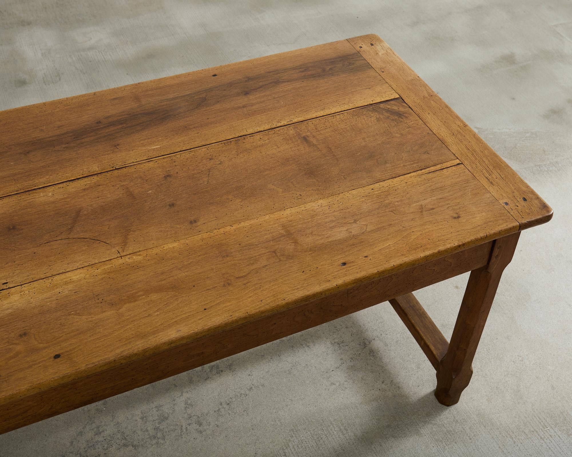 Mesa de comedor de caballete de granja francesa de madera de frutal del siglo XIX en venta 1