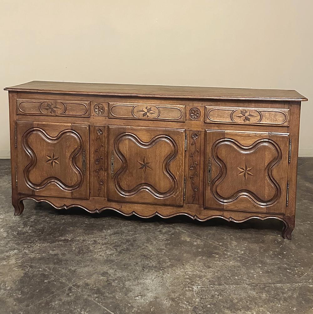 French Provincial 19th Century Country French Inlaid Buffet For Sale