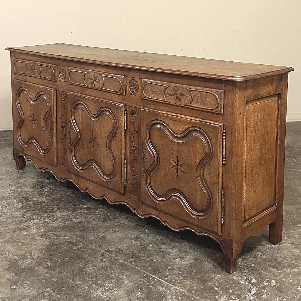 Cherry 19th Century Country French Inlaid Buffet For Sale