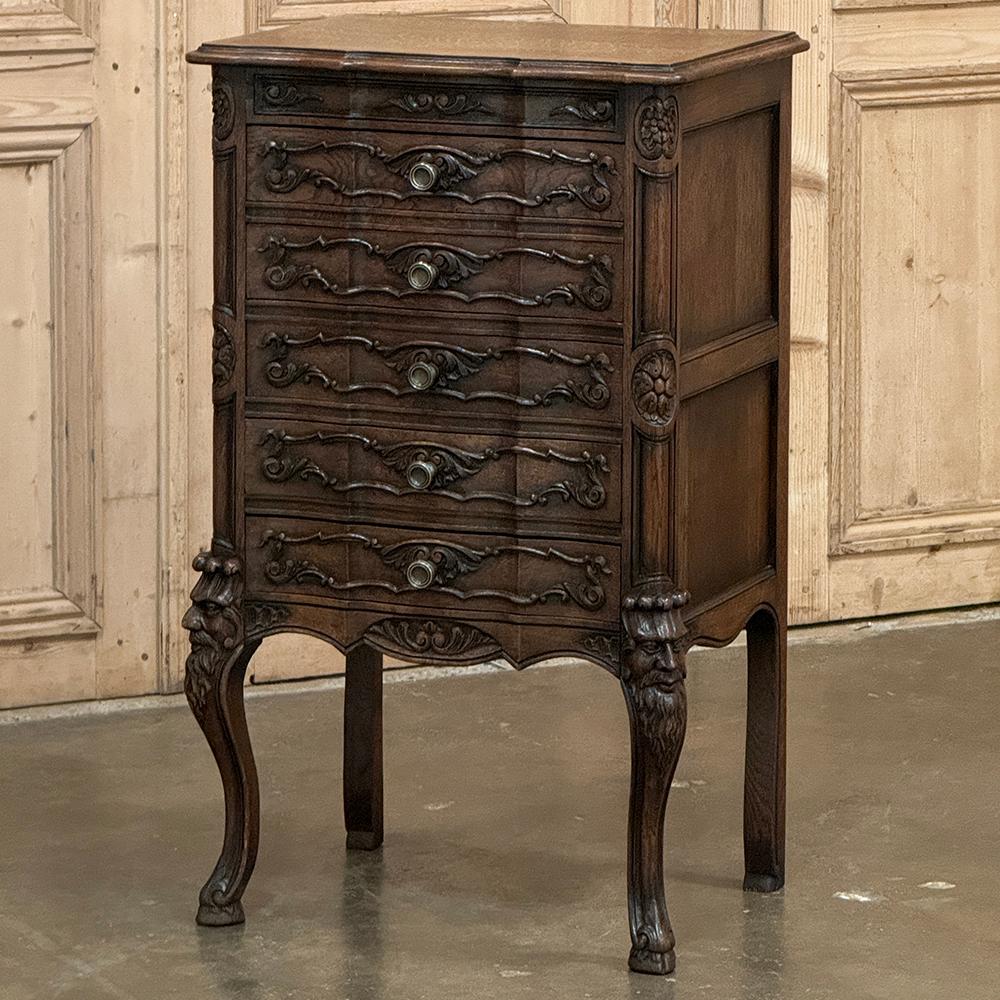 19th Century Country French Louis XIV Chiffoniere ~ Petite Commode is a fascinating derivation on the theme, designed as a lingerie chest or a silver chest, and usable today for a huge variety of purposes.  Hand-crafted from solid oak, including