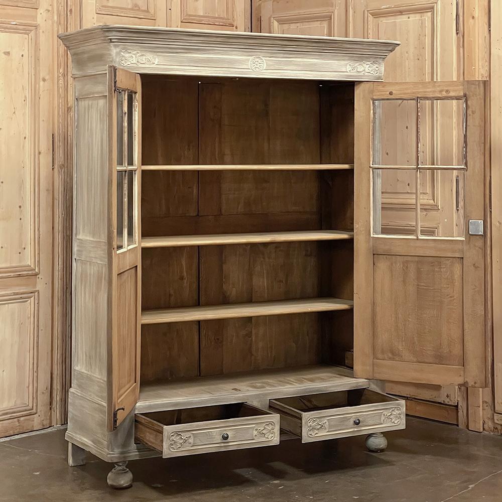 19th Century Country French Louis XIV Whitewashed Bookcase For Sale 1