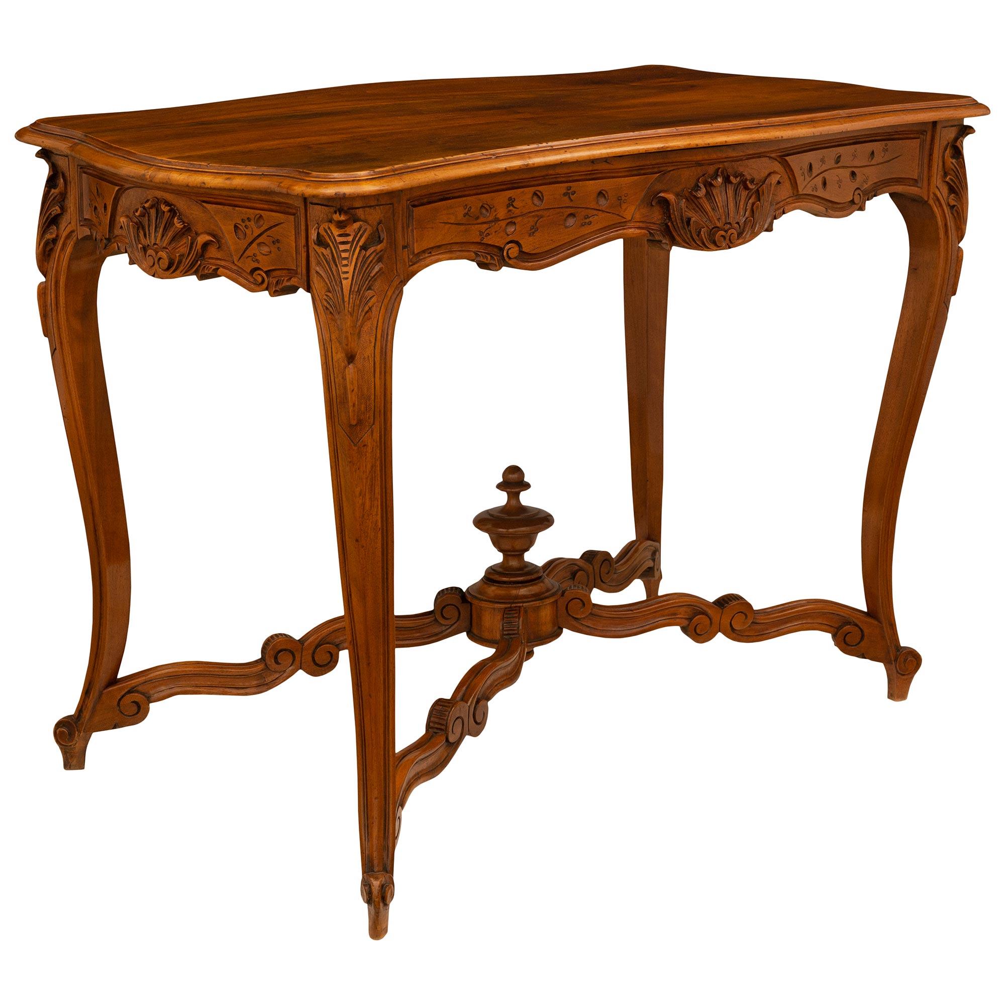 19th Century Country French Louis XV St. Cherry Wood Side Table In Good Condition For Sale In West Palm Beach, FL