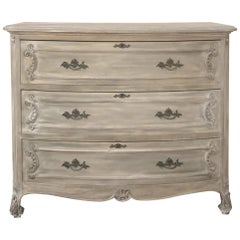 19th Century Country French Louis XV Whitewashed Commode