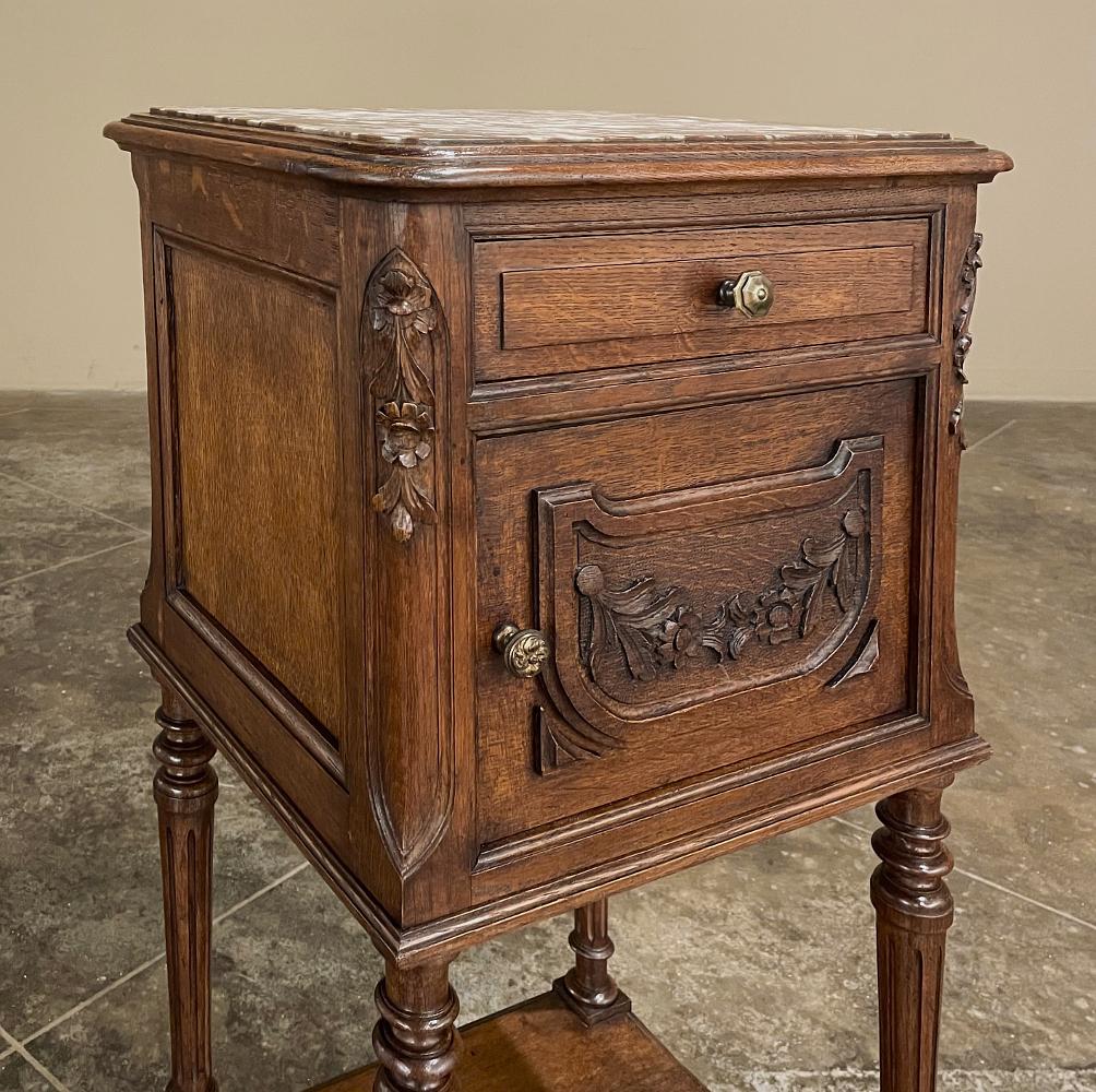 19th Century Country French Louis XVI Marble Top Nightstand For Sale 4