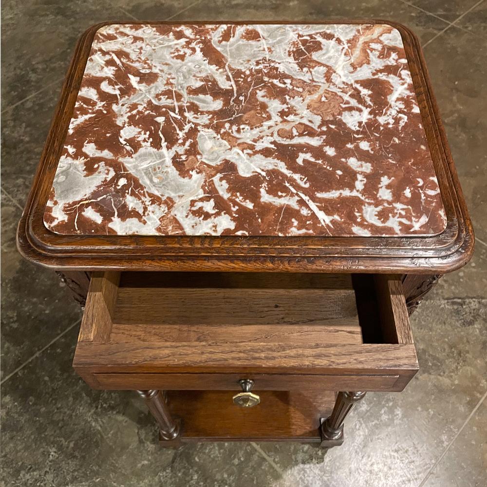 19th Century Country French Louis XVI Marble Top Nightstand For Sale 5