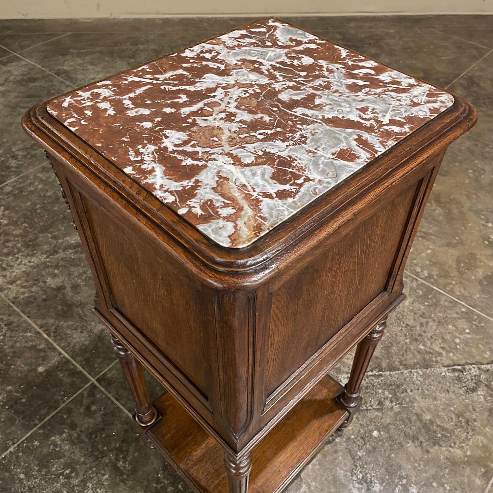 19th Century Country French Louis XVI Marble Top Nightstand For Sale 6