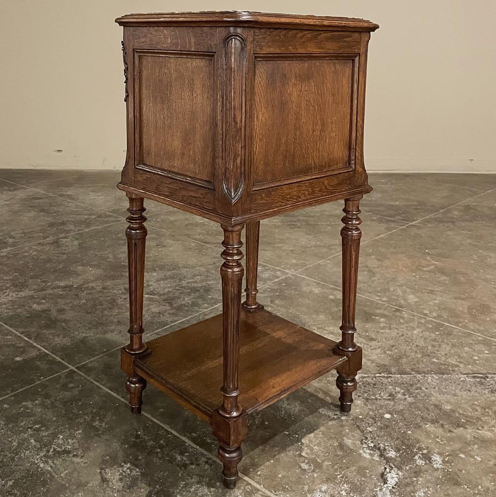 19th Century Country French Louis XVI Marble Top Nightstand For Sale 7