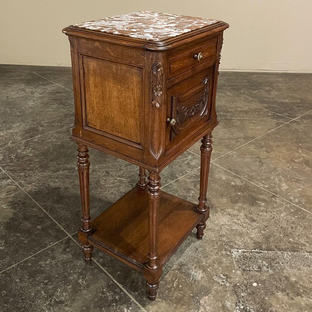 Late 19th Century 19th Century Country French Louis XVI Marble Top Nightstand For Sale