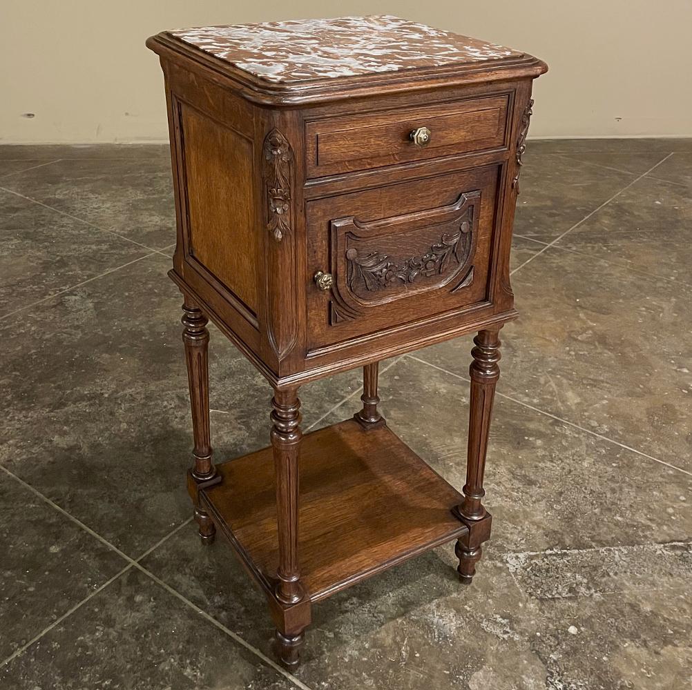 19th Century Country French Louis XVI Marble Top Nightstand For Sale 1