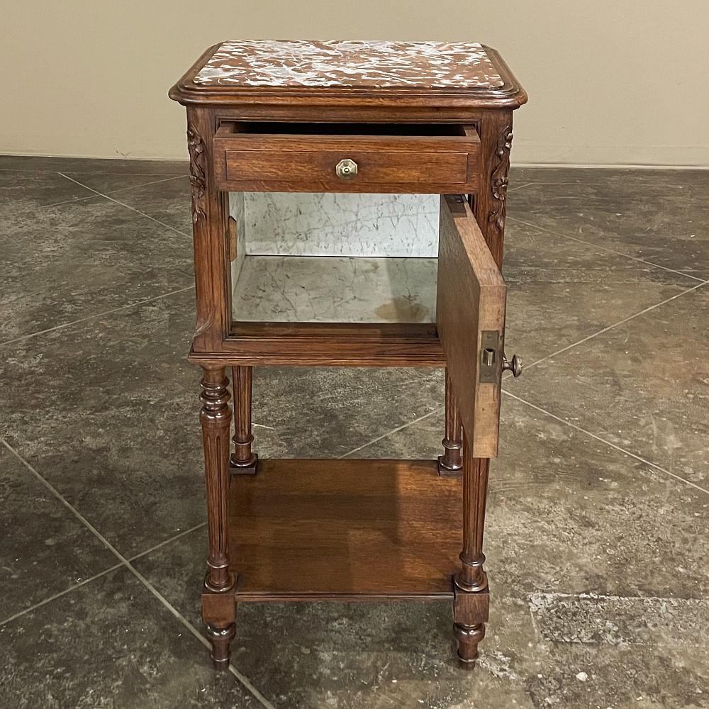19th Century Country French Louis XVI Marble Top Nightstand For Sale 2