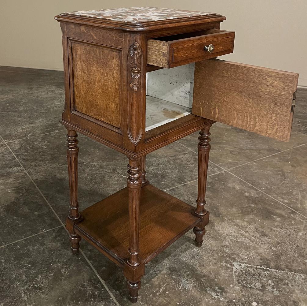 19th Century Country French Louis XVI Marble Top Nightstand For Sale 3
