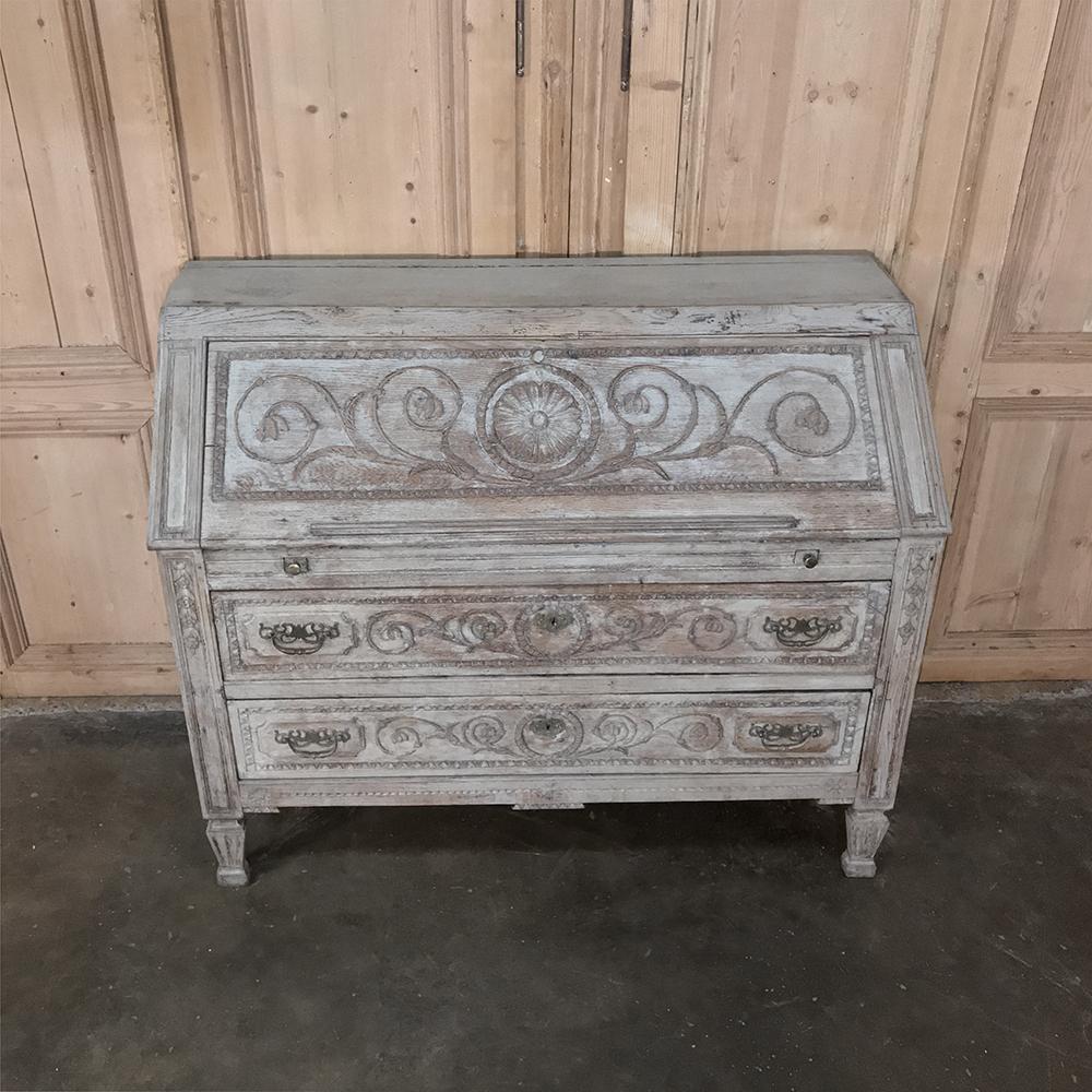 Hand-Carved 19th Century Country French Louis XVI Painted Secretary