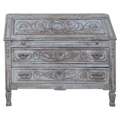 19th Century Country French Louis XVI Painted Secretary
