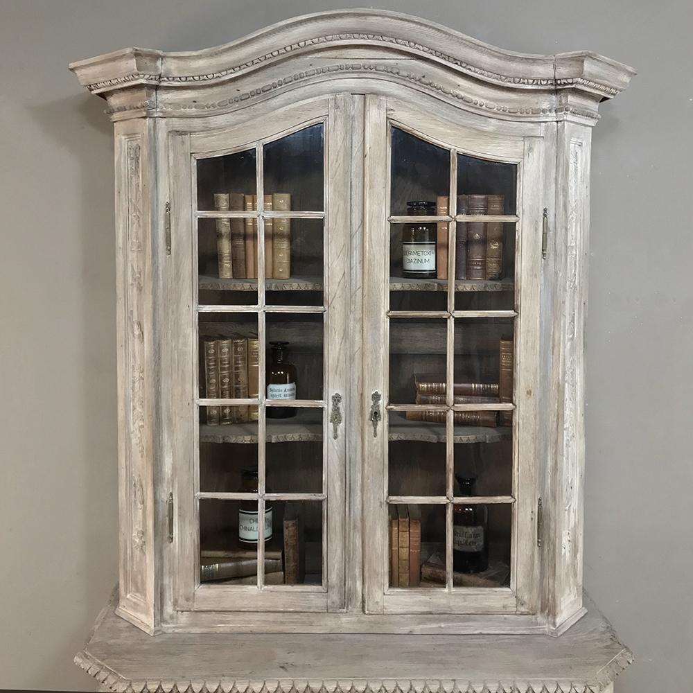 19th Century Country French Louis XVI Stripped Bookcase, Vitrine 7