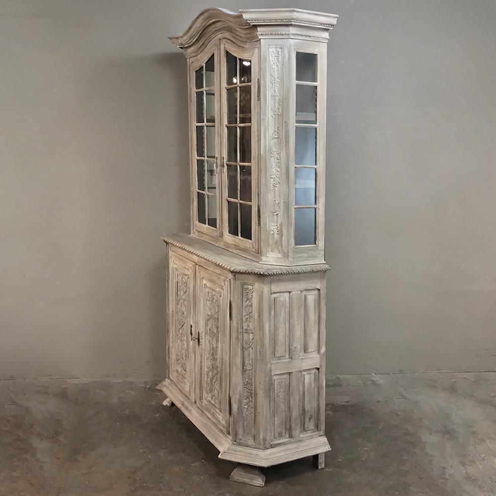 19th Century Country French Louis XVI Stripped Bookcase, Vitrine In Good Condition In Dallas, TX