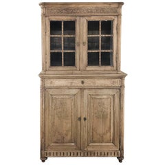 19th Century Country French Louis XVI Stripped Vitrine Cabinet