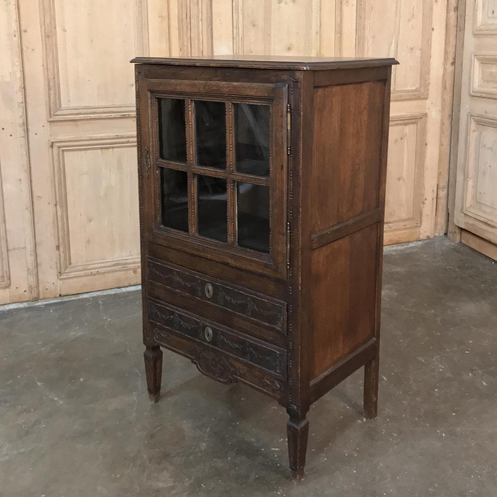 19th Century Country French Louis XVI Hand Carved Oak Vitrine, Chiffonier 5