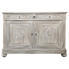 19th Century Country French Louis XVI Whitewashed Buffet