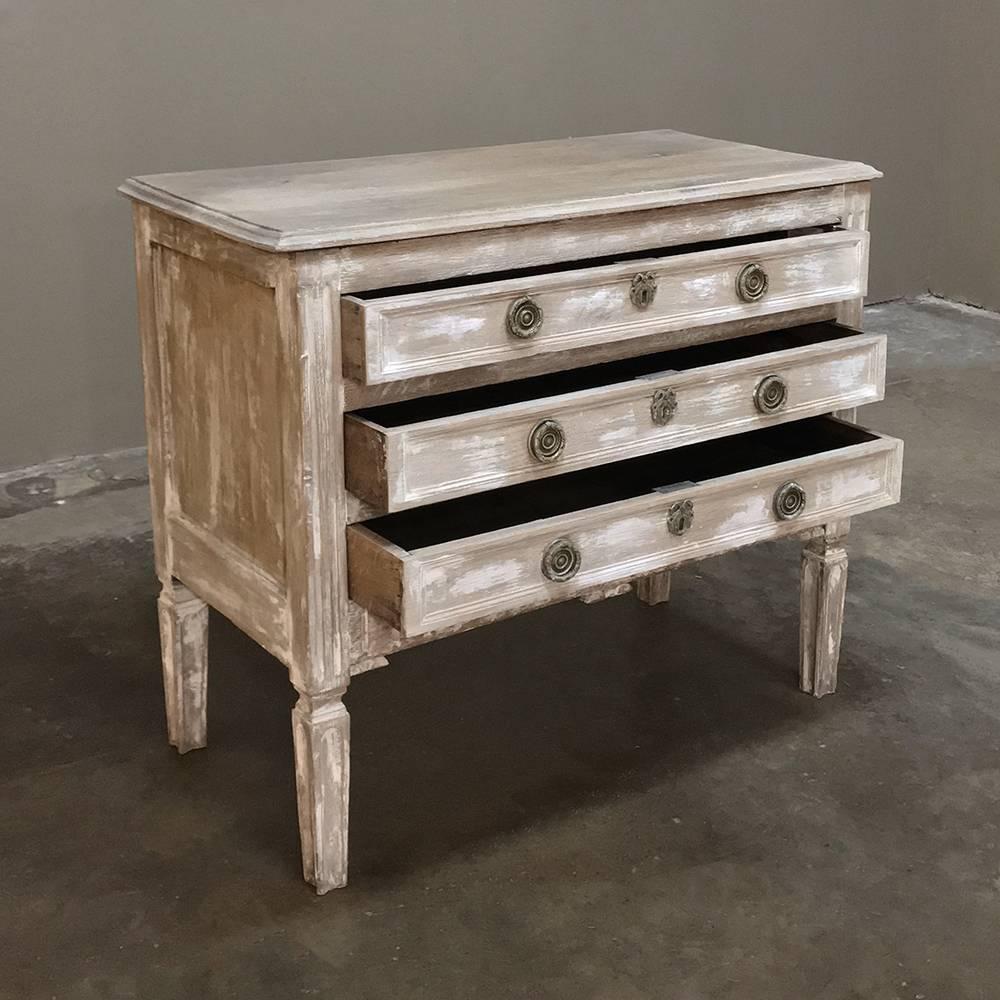 Late 19th Century 19th Century Country French Louis XVI Whitewashed Pine Commode