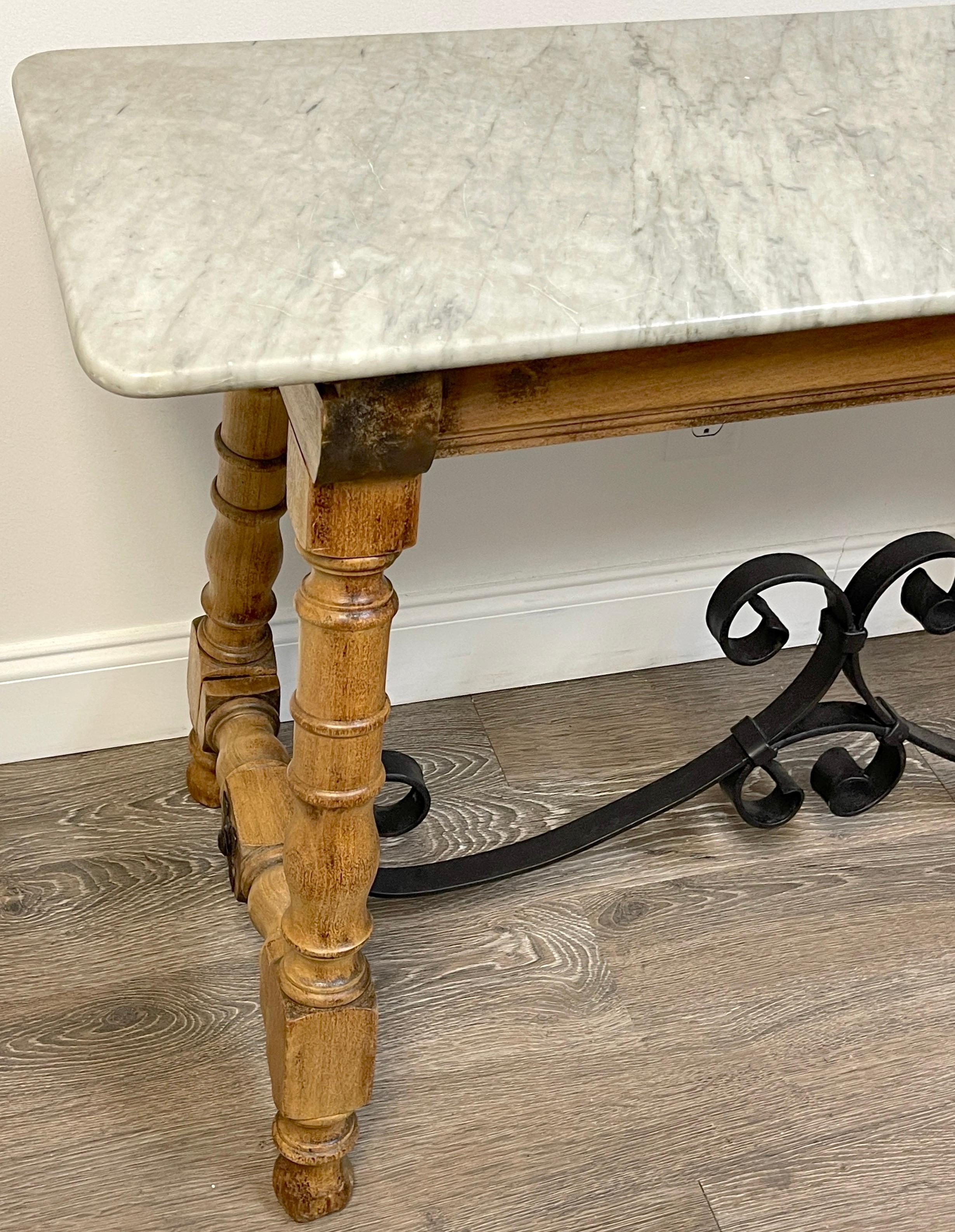 french pastry table with marble top