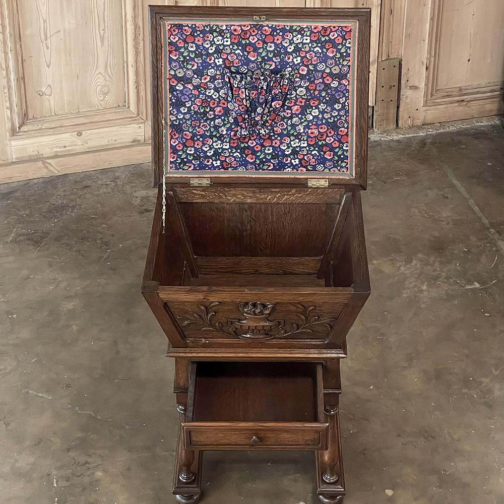 20th Century 19th Century Country French Mini-Petrin Sewing Cabinet ~ End Table For Sale