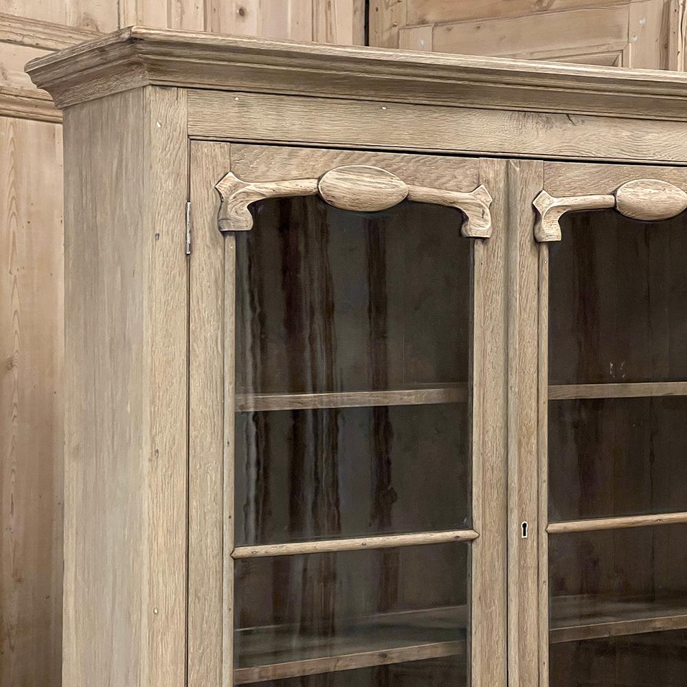 19th Century Country French Neoclassical Bookcase in Stripped Oak For Sale 4