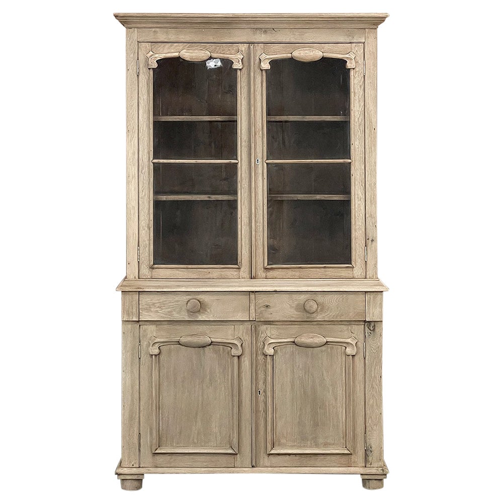 19th Century Country French Neoclassical Bookcase in Stripped Oak
