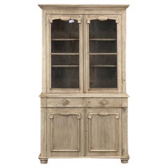 19th Century Country French Neoclassical Bookcase in Stripped Oak