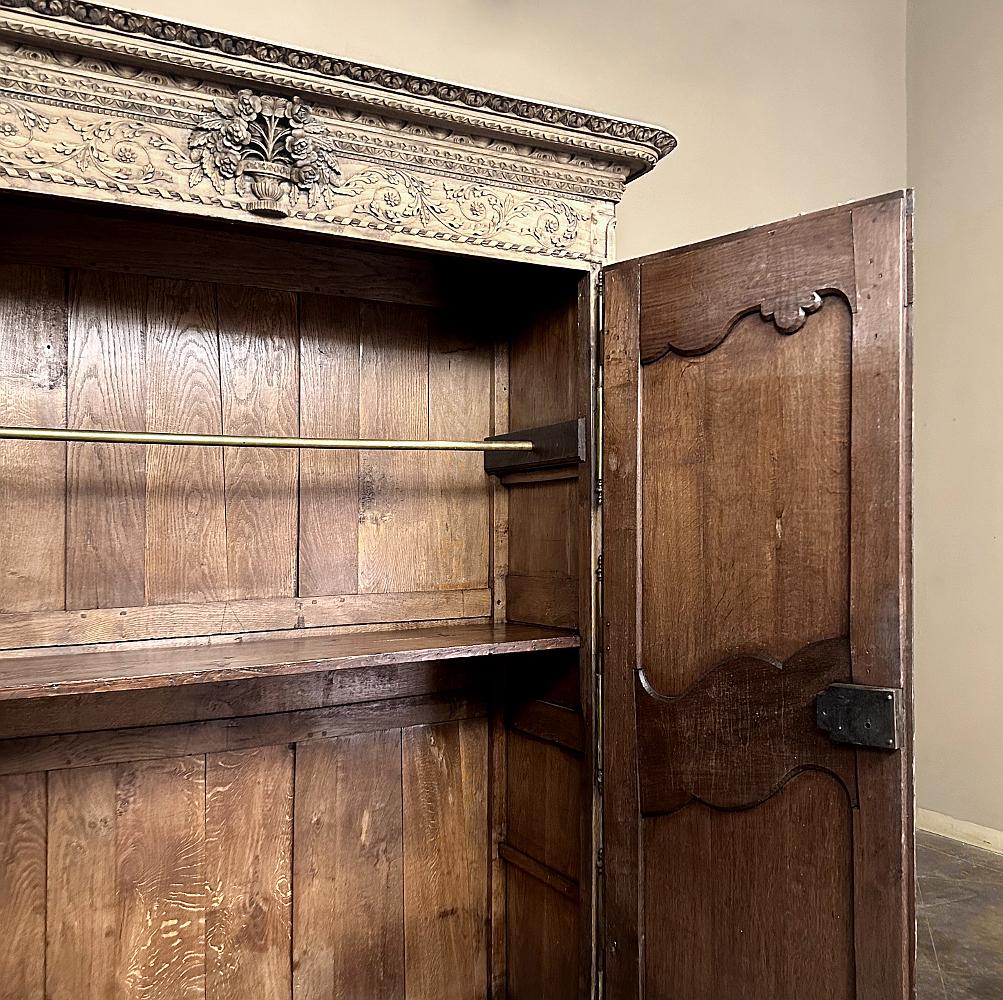 19th Century Country French Normandie Armoire in Stripped Oak For Sale 2