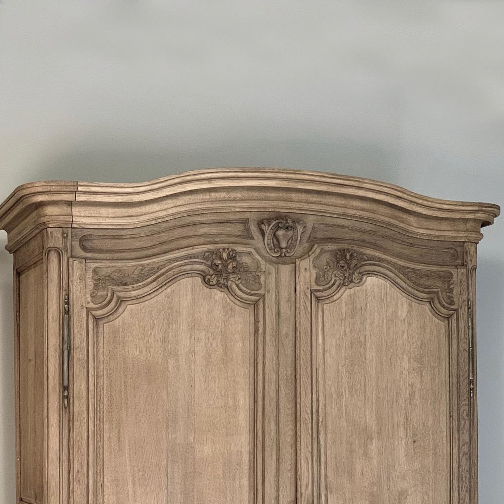 French Provincial 19th Century Country French Normandy Stripped Oak Armoire