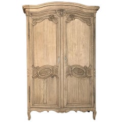Antique 19th Century Country French Normandy Stripped Oak Armoire