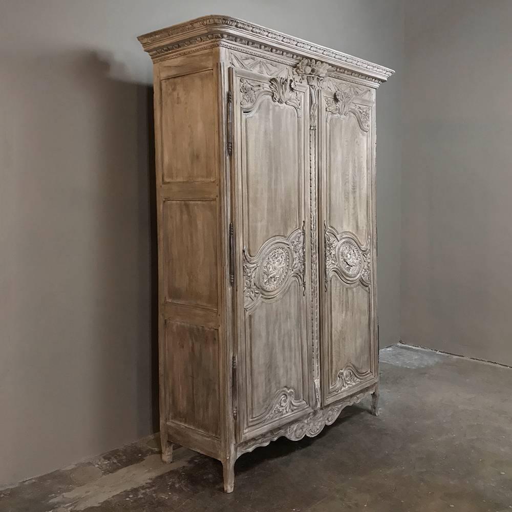 19th Century Country French Normandy Stripped Oak Wedding Armoire 2