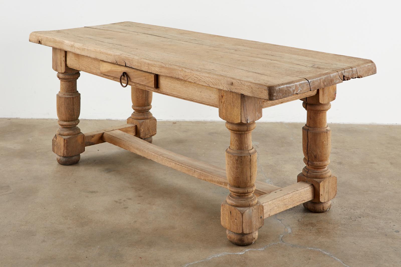 19th Century Country French Oak Farmhouse Trestle Dining Table 5