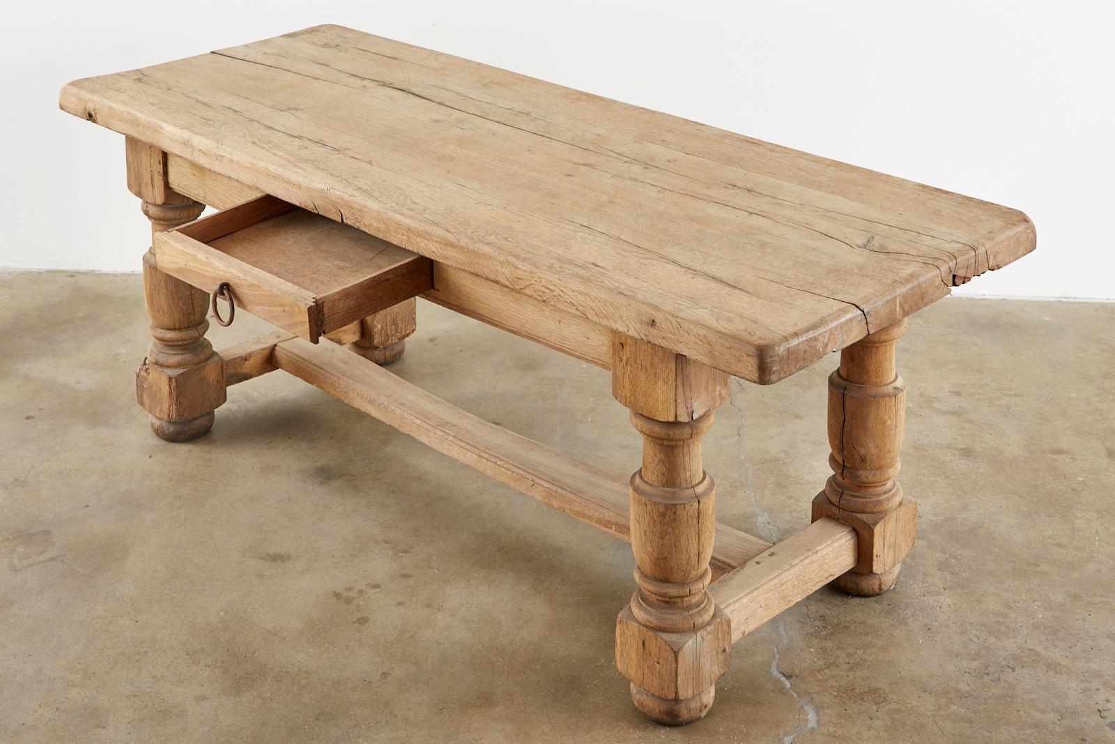 19th Century Country French Oak Farmhouse Trestle Dining Table 1