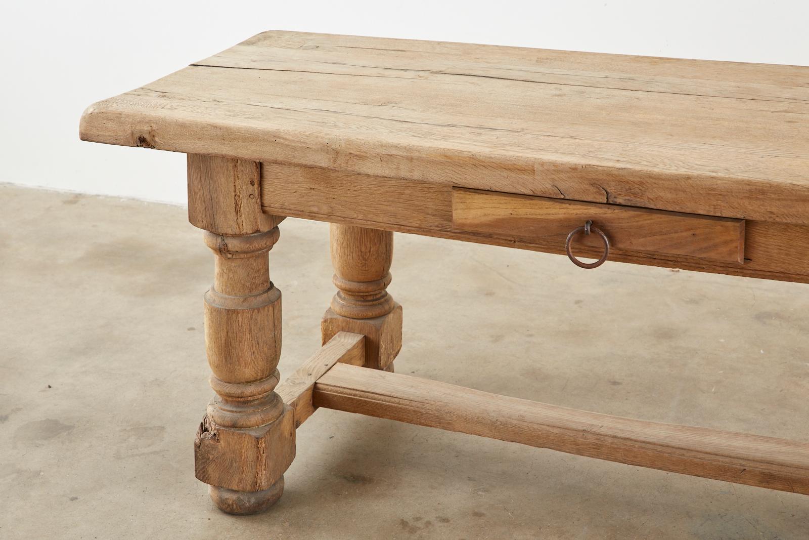 19th Century Country French Oak Farmhouse Trestle Dining Table 3