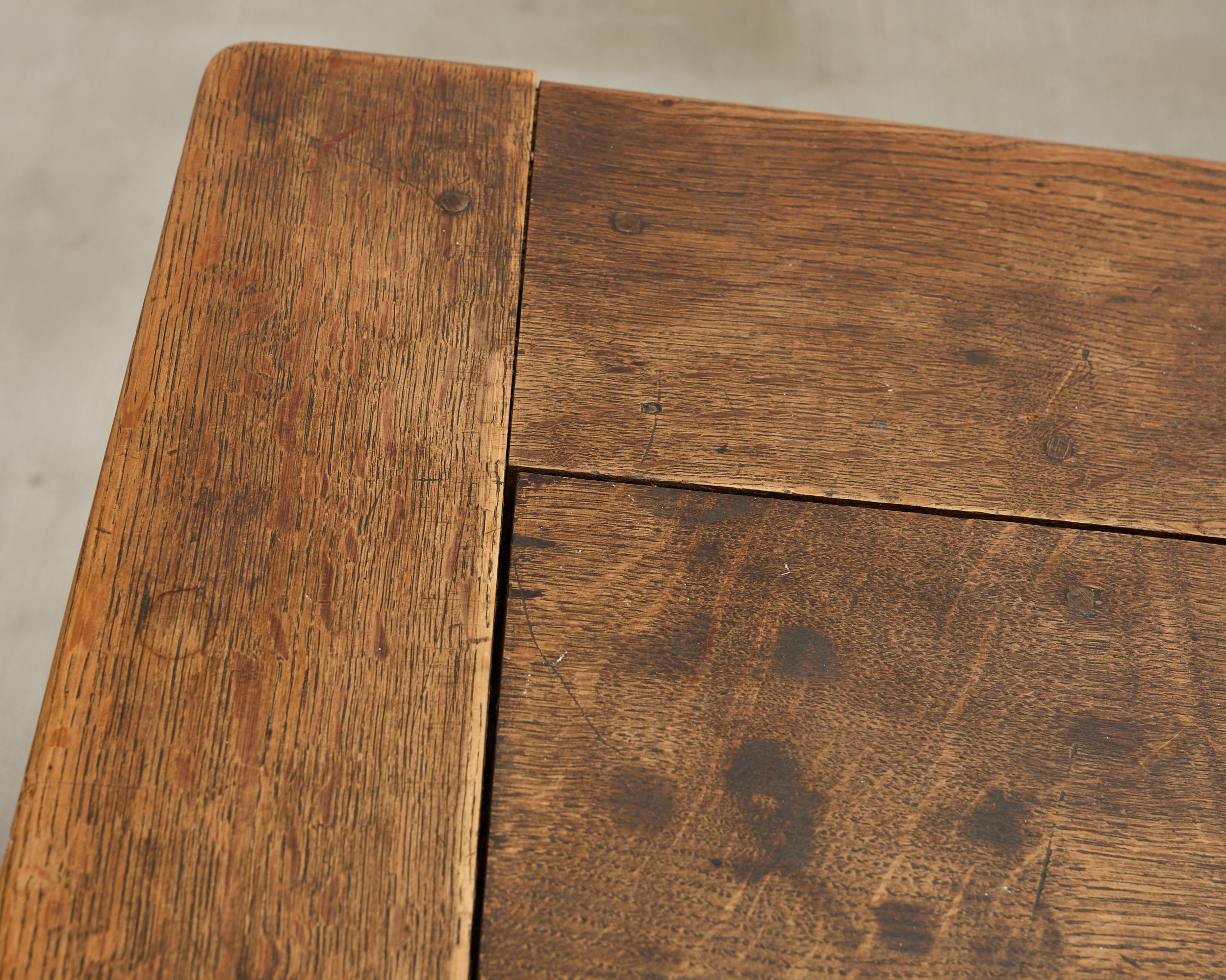 19th Century Country French Oak Farmhouse Trestle Dining Table 8 Ft. For Sale 6