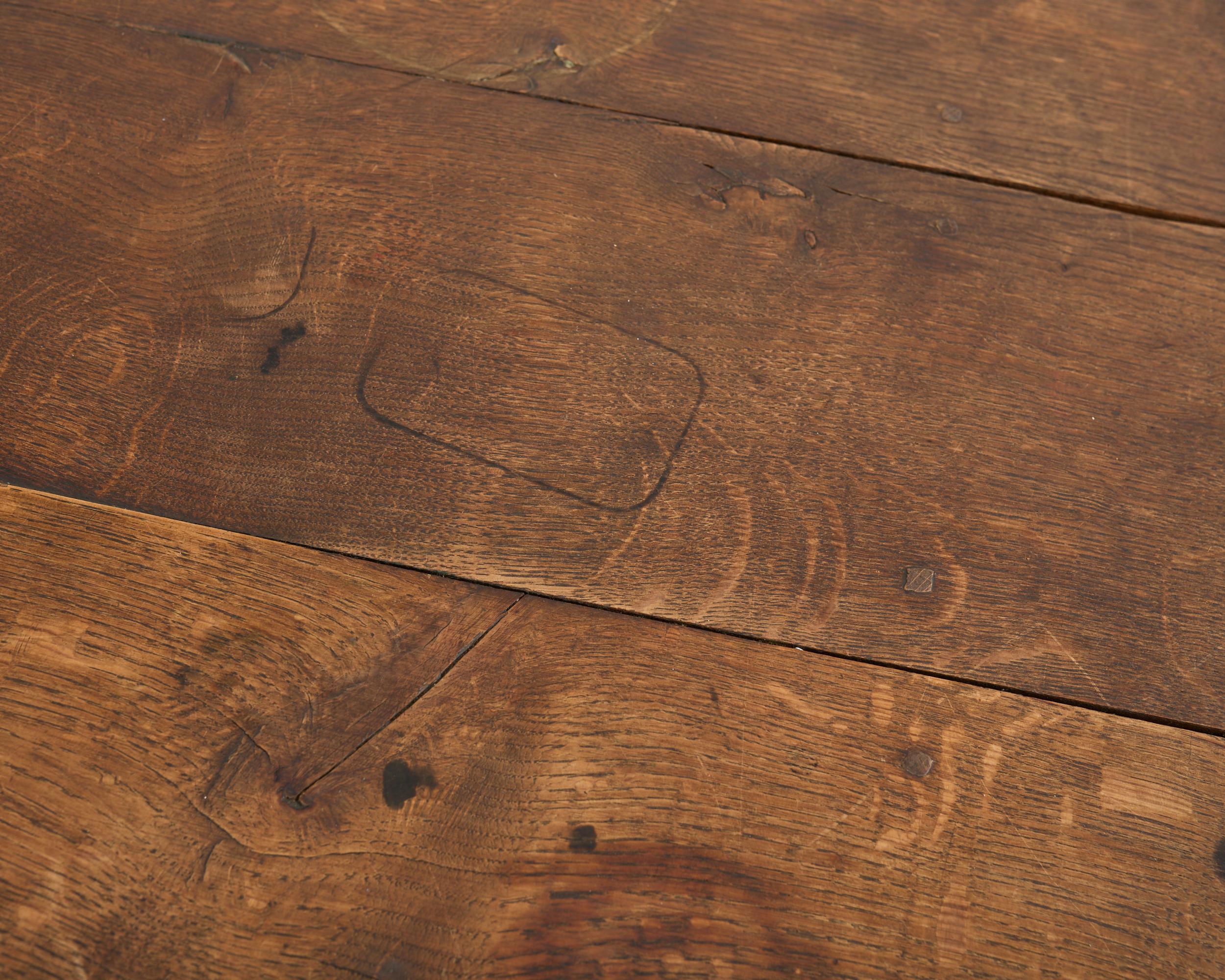 19th Century Country French Oak Farmhouse Trestle Dining Table 8 Ft. For Sale 7