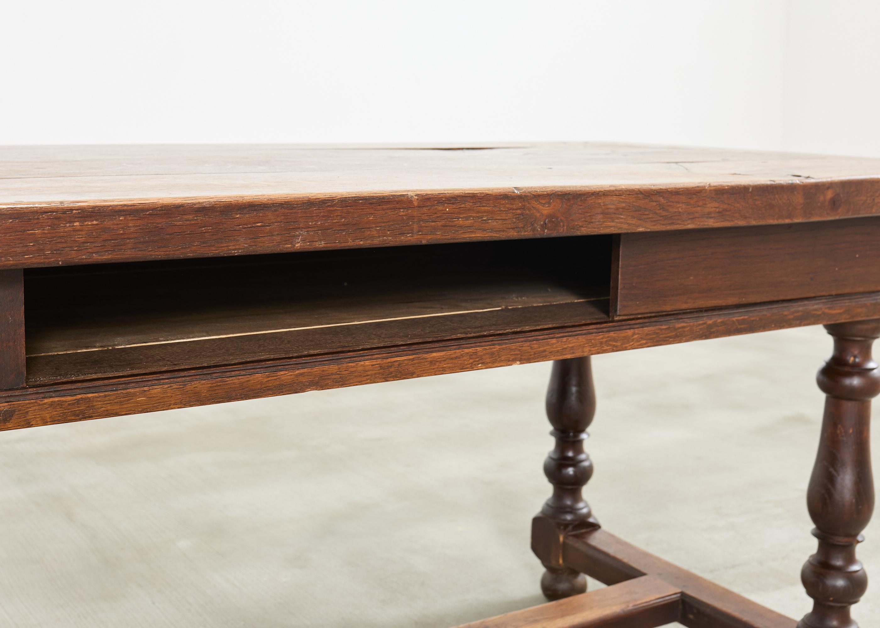 19th Century Country French Oak Farmhouse Trestle Dining Table 8 Ft. For Sale 9