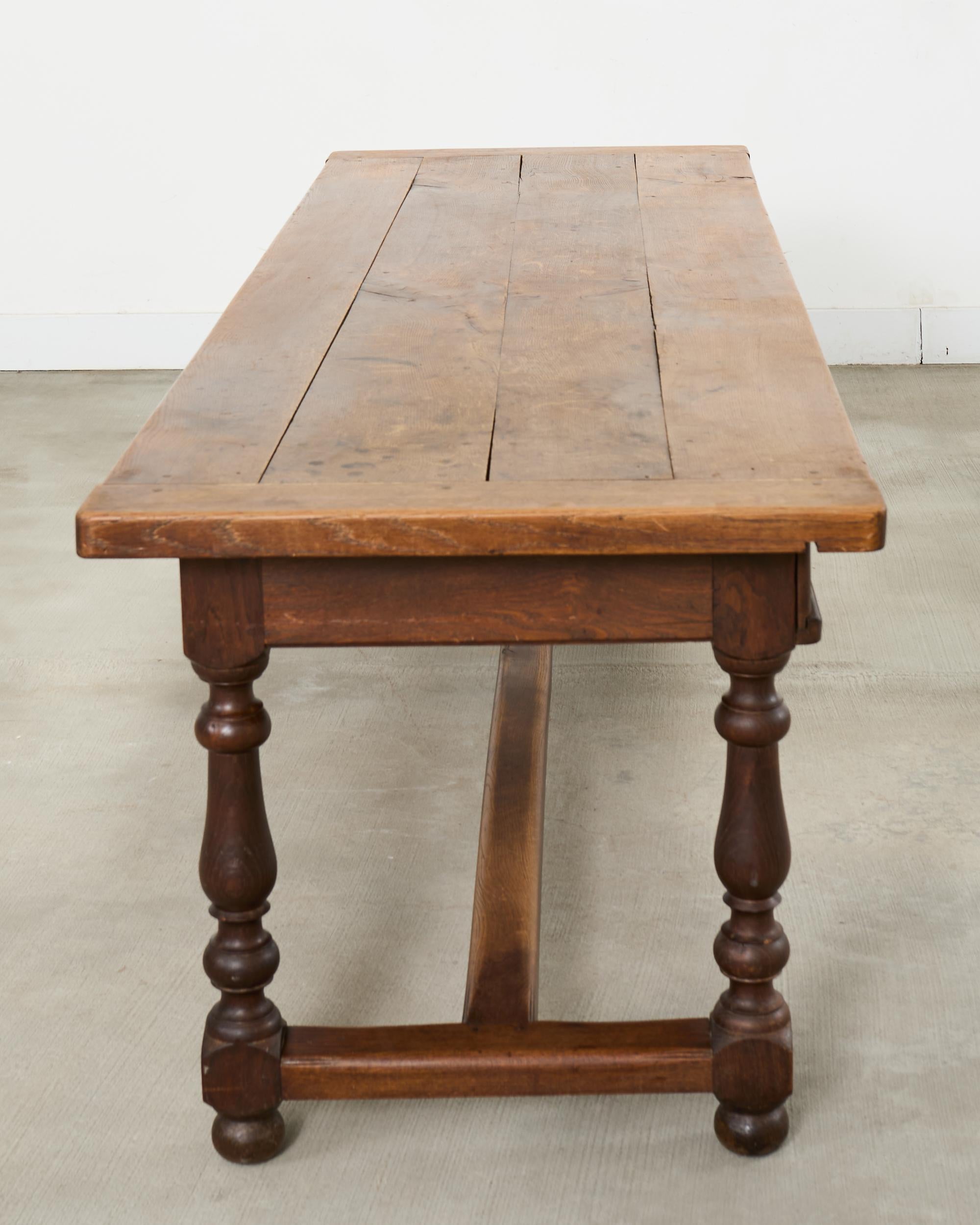 19th Century Country French Oak Farmhouse Trestle Dining Table 8 Ft. For Sale 13