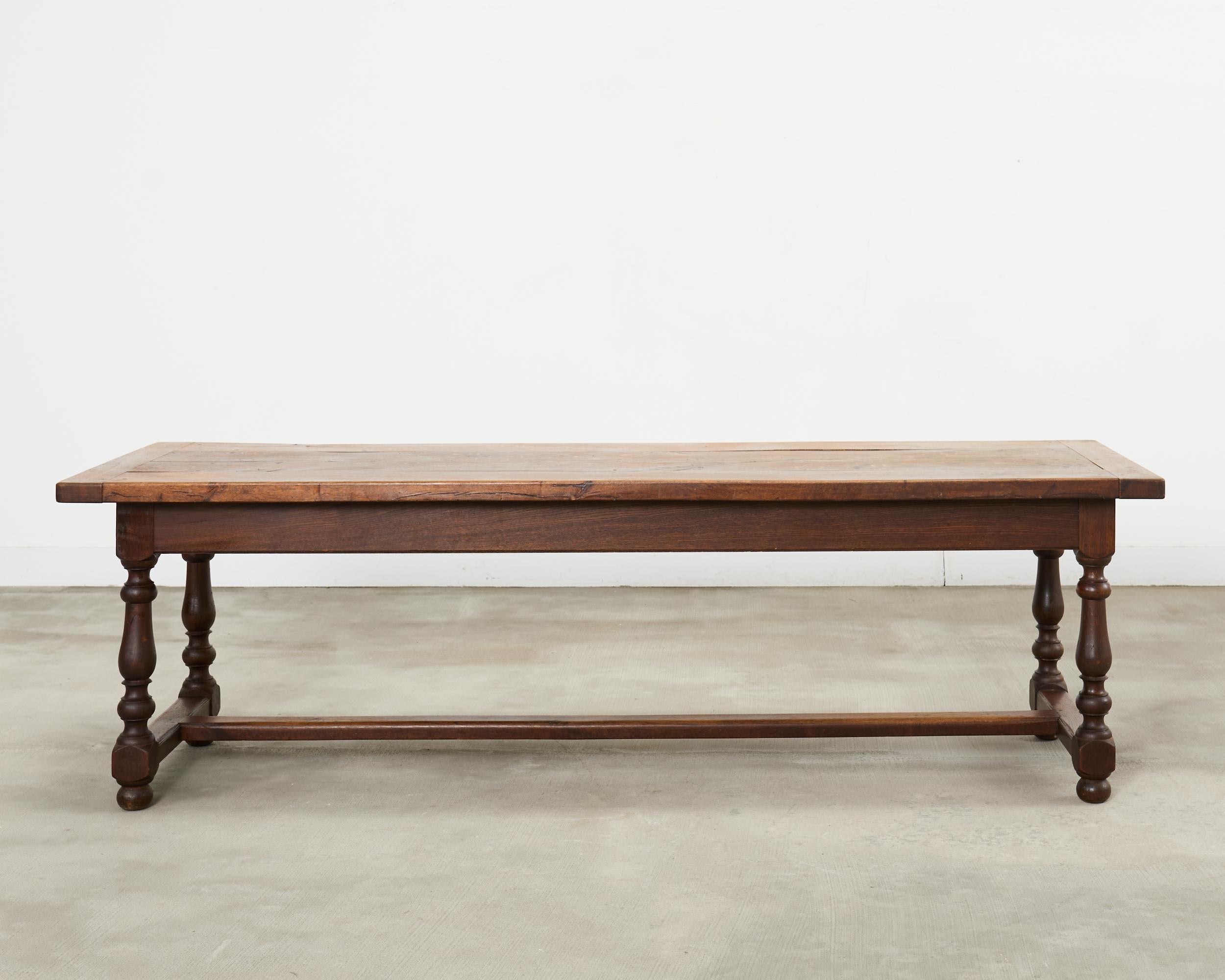 19th Century Country French Oak Farmhouse Trestle Dining Table 8 Ft. For Sale 16