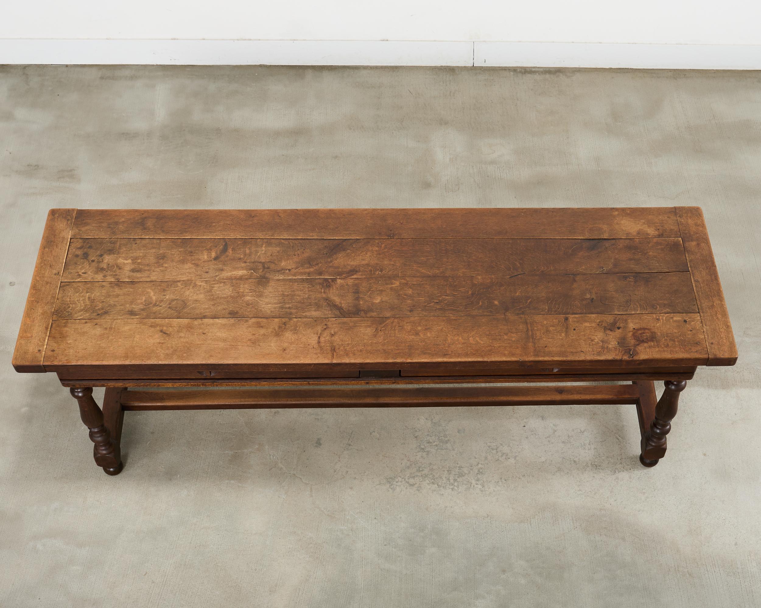 19th Century Country French Oak Farmhouse Trestle Dining Table 8 Ft. In Good Condition For Sale In Rio Vista, CA