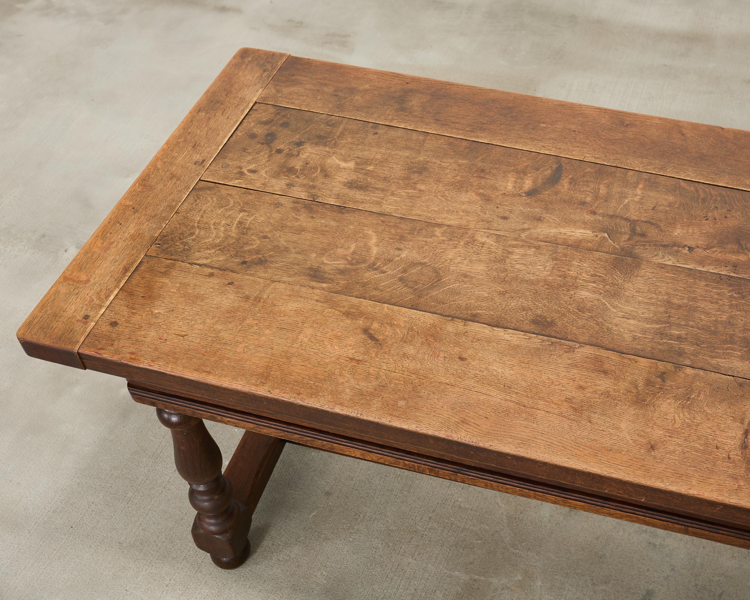 19th Century Country French Oak Farmhouse Trestle Dining Table 8 Ft. For Sale 2