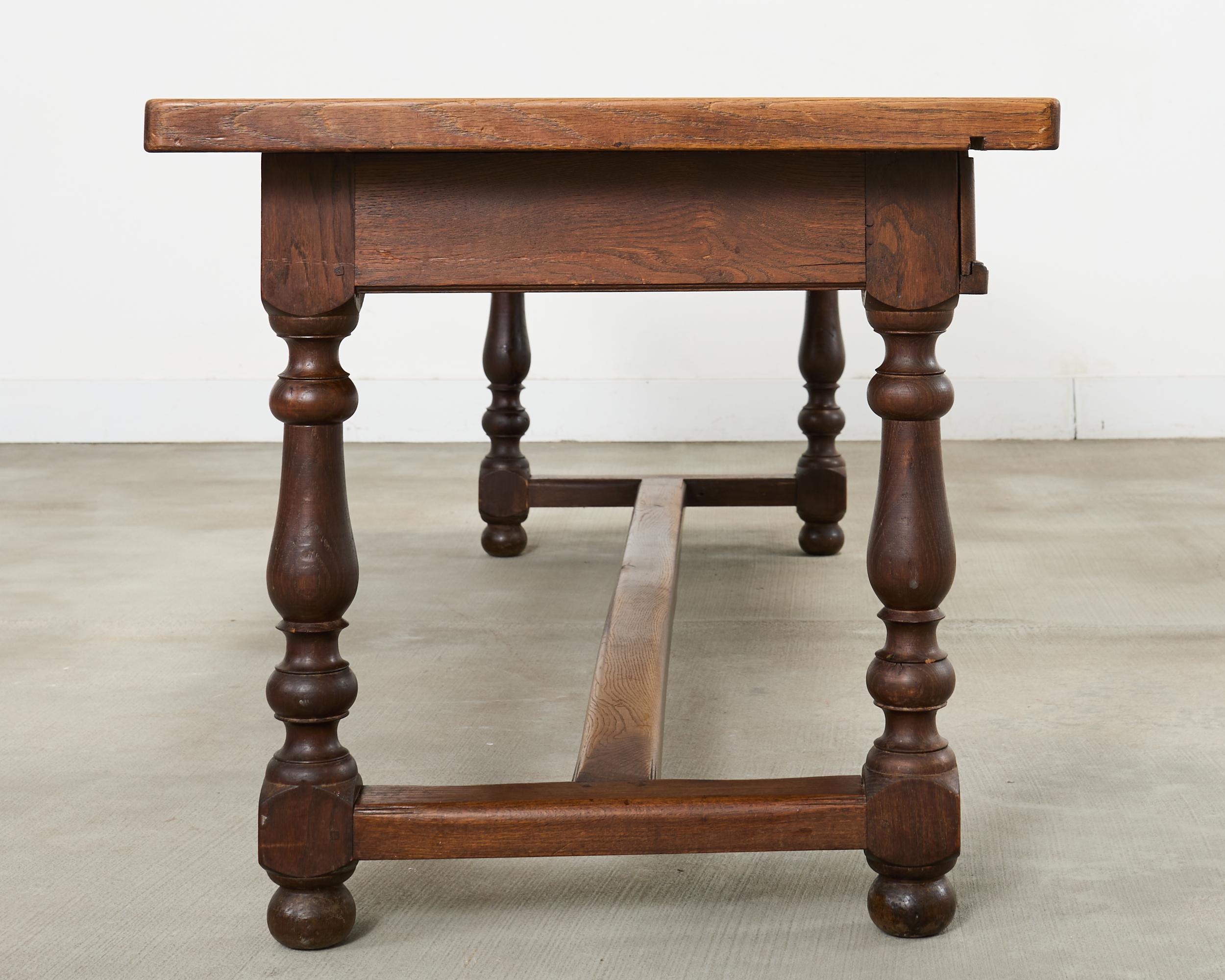 19th Century Country French Oak Farmhouse Trestle Dining Table 8 Ft. For Sale 4